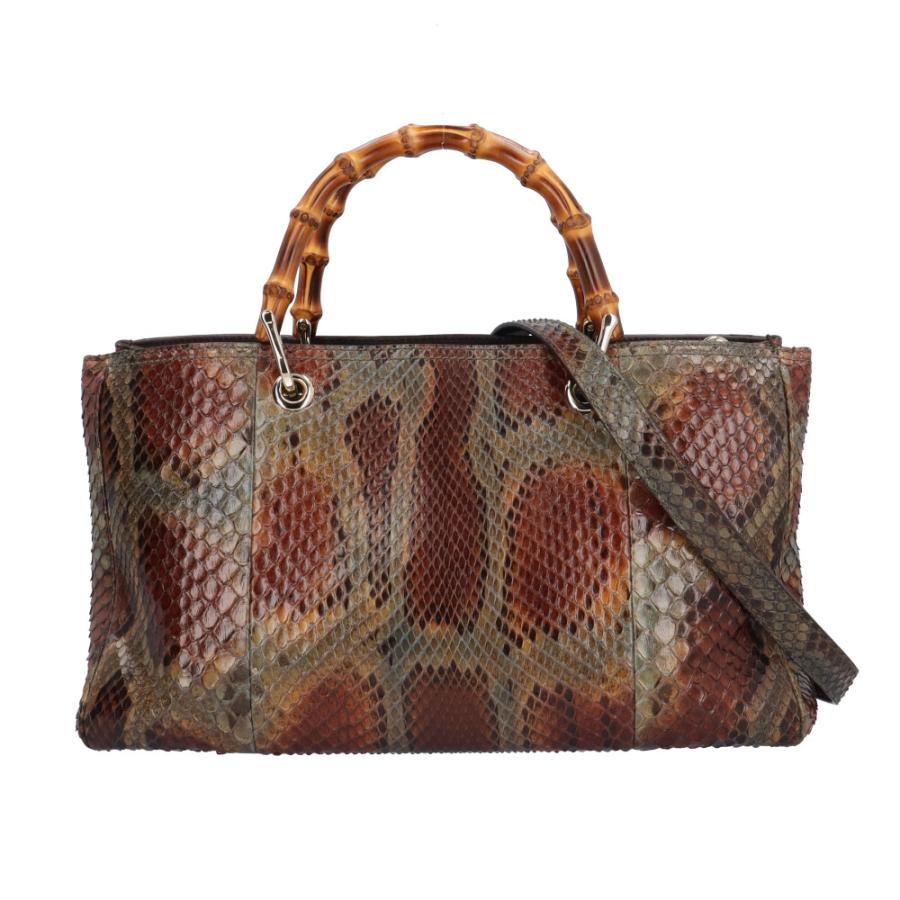 GUCCI グッチ バンブー ショルダーバッグ パイソン 323660 ブラウン  