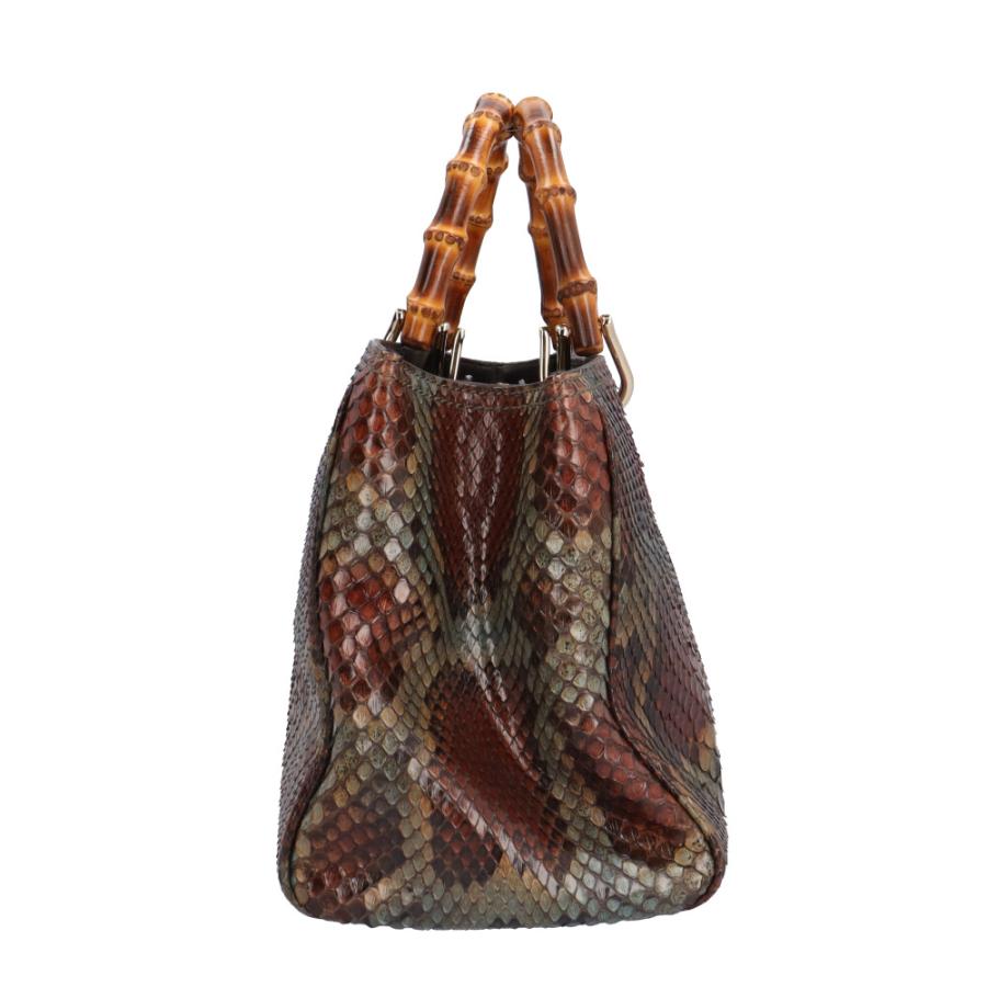 GUCCI グッチ バンブー ショルダーバッグ パイソン 323660 ブラウン