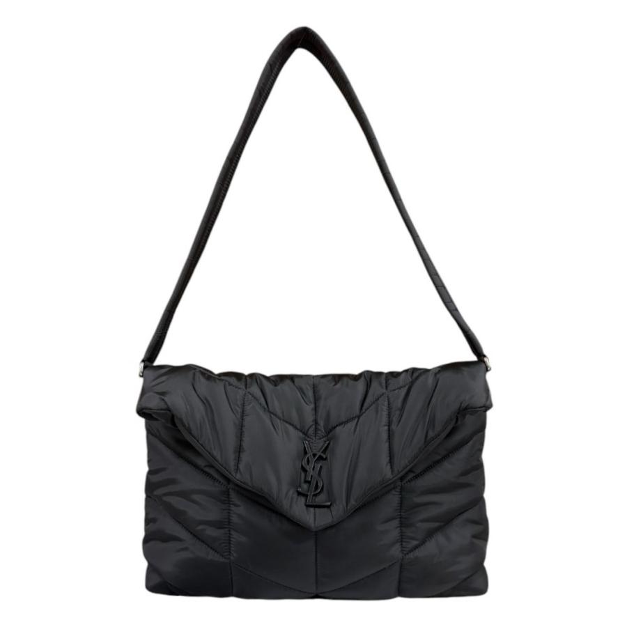 SAINT LAURENT ブラックショルダーバッグ サンローラン ルル パファー ショルダーバッグ ナイロン 733630