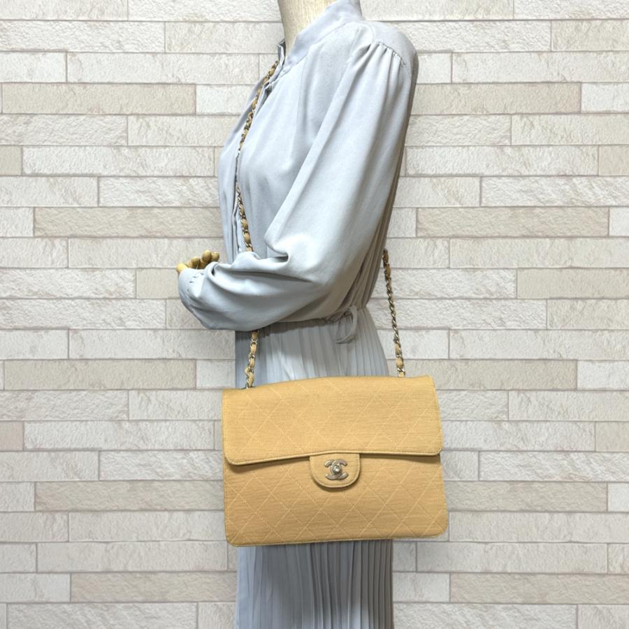 CHANEL シャネル マトラッセ ショルダーバッグ コットン ベージュ 