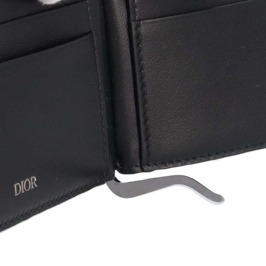 Dior 二つ折り財布 ブラック　マネークリップ ディオール マネークリップ付きウォレット オブリーク 二つ折り財布