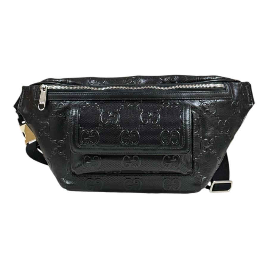 GUCCI（グッチ） GGエンボス ウエストバッグ レザー 645093 ブラック
