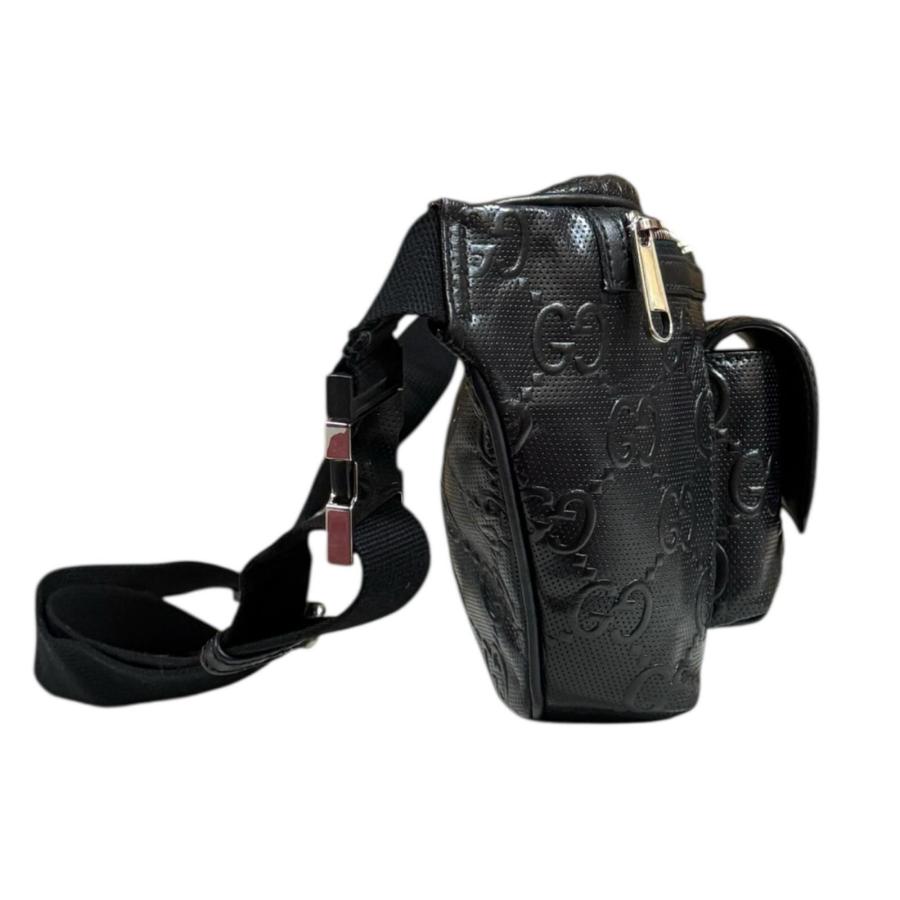 GUCCI（グッチ） GGエンボス ウエストバッグ レザー 645093 ブラック