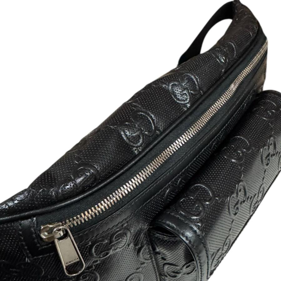 GUCCI（グッチ） GGエンボス ウエストバッグ レザー 645093 ブラック