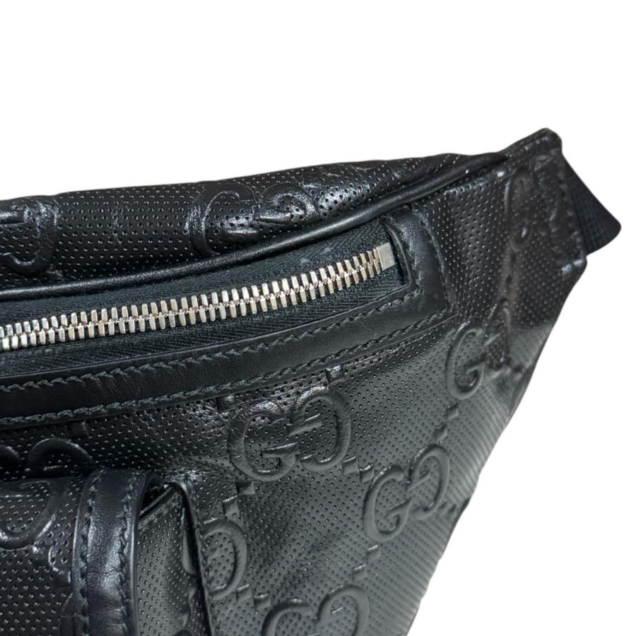 GUCCI（グッチ） GGエンボス ウエストバッグ レザー 645093 ブラック