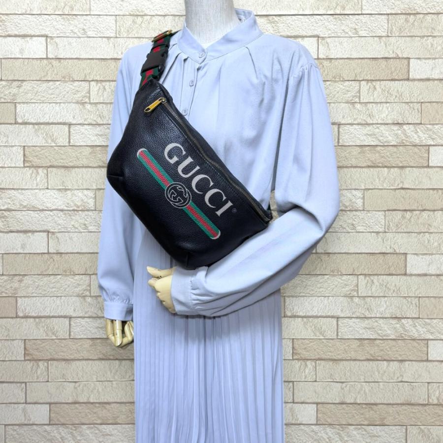 GUCCI（グッチ） シェリーライン ボディバッグ レザー 530412 ブラック