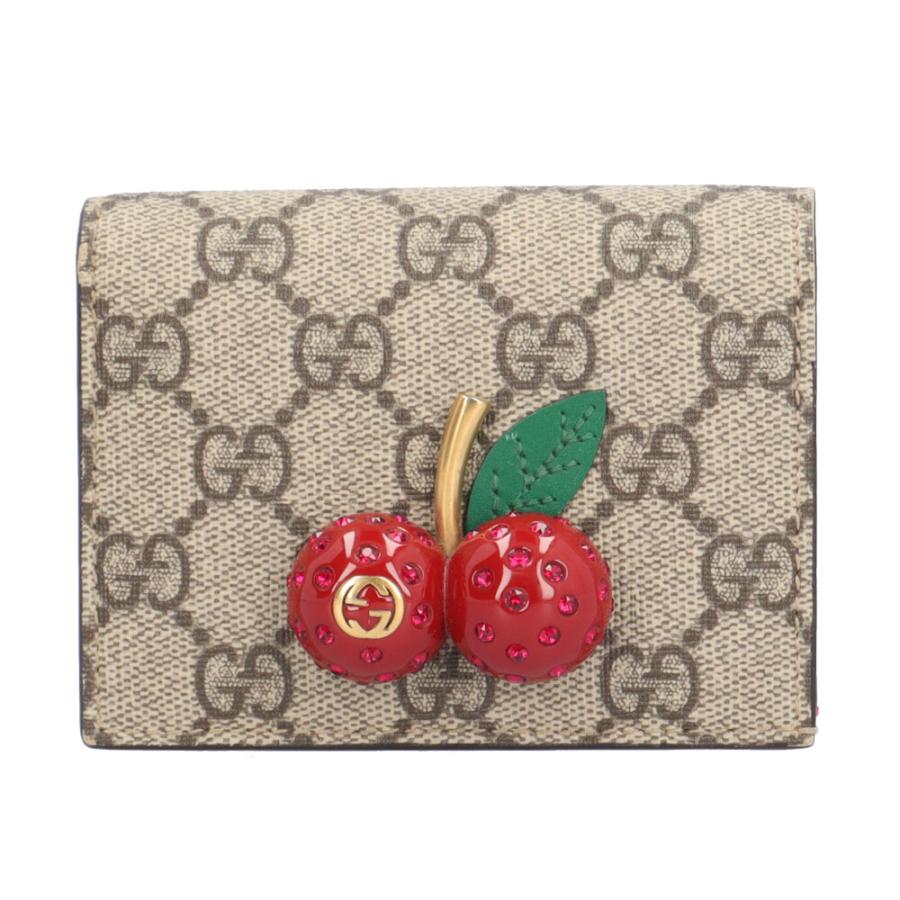 グッチ チェリー GGスプリーム 二つ折り財布  レディース GUCCI  中古 GUCCI - グッチ チェリー GGスプリーム 二つ折り財布 レディース GUCCI