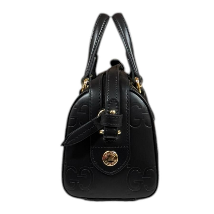 グッチ GGスーパーミニトップハンドルバッグ ショルダーバッグ レザー 790130 ブラック レディース GUCCI  中古 GUCCI（グッチ） GGスーパーミニトップハンドルバッグ ショルダー