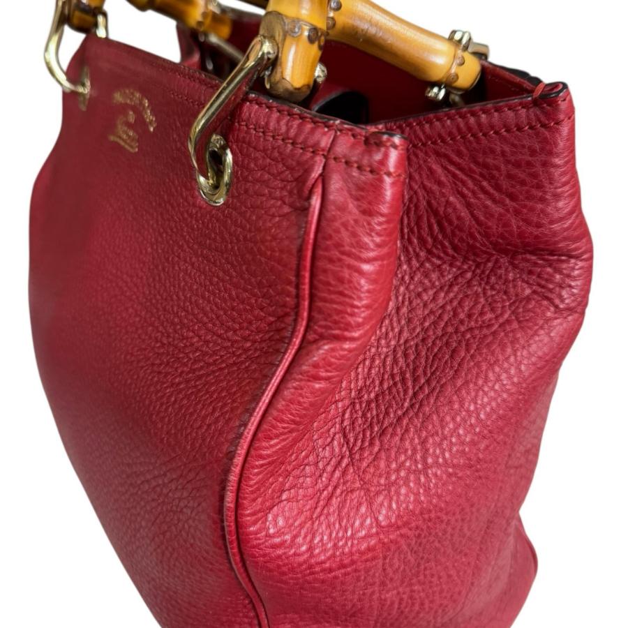 グッチ バンブー ショルダーバッグ レザー 336032 レッド レディース GUCCI  中古 R&Kリサイクルキング GUCCI（グッチ） バンブー ショルダーバッグ レザー 336032 レッド