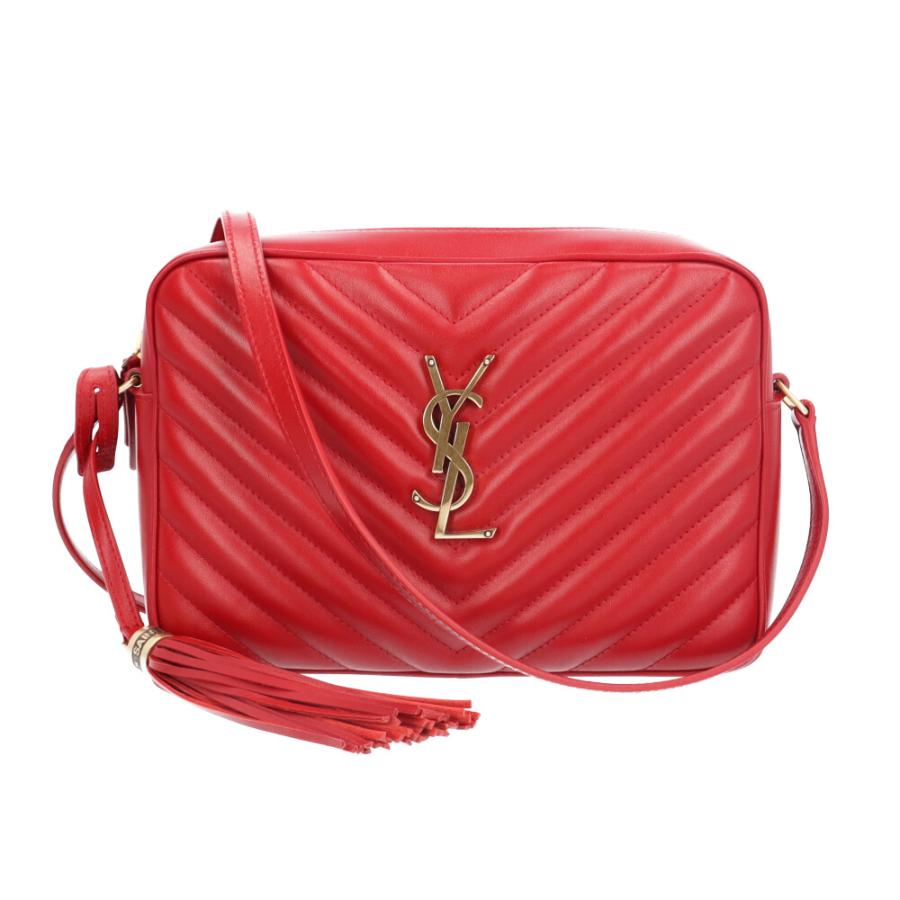 ☆ 美品 イヴサンローラン YSL レザー ショルダーバッグ ポシェット 赤. サンローラン ルーカメラバッグ ショルダーバッグ レザー 612544