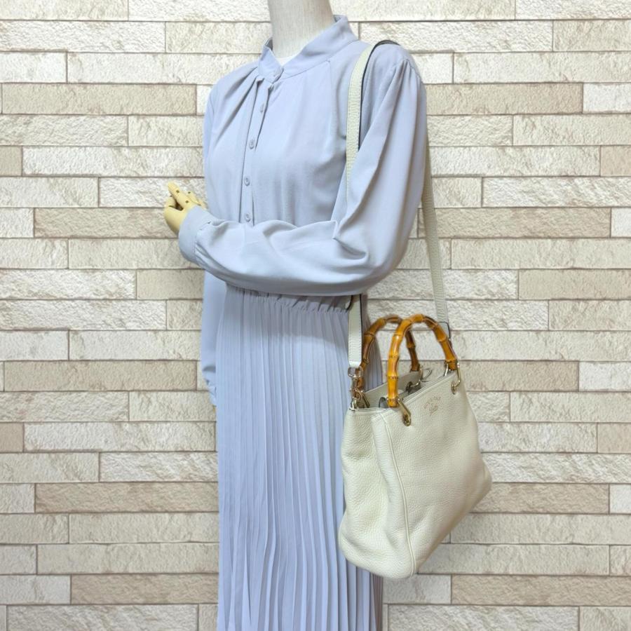 GUCCI（グッチ） バンブー ショルダーバッグ レザー 336032 ホワイト