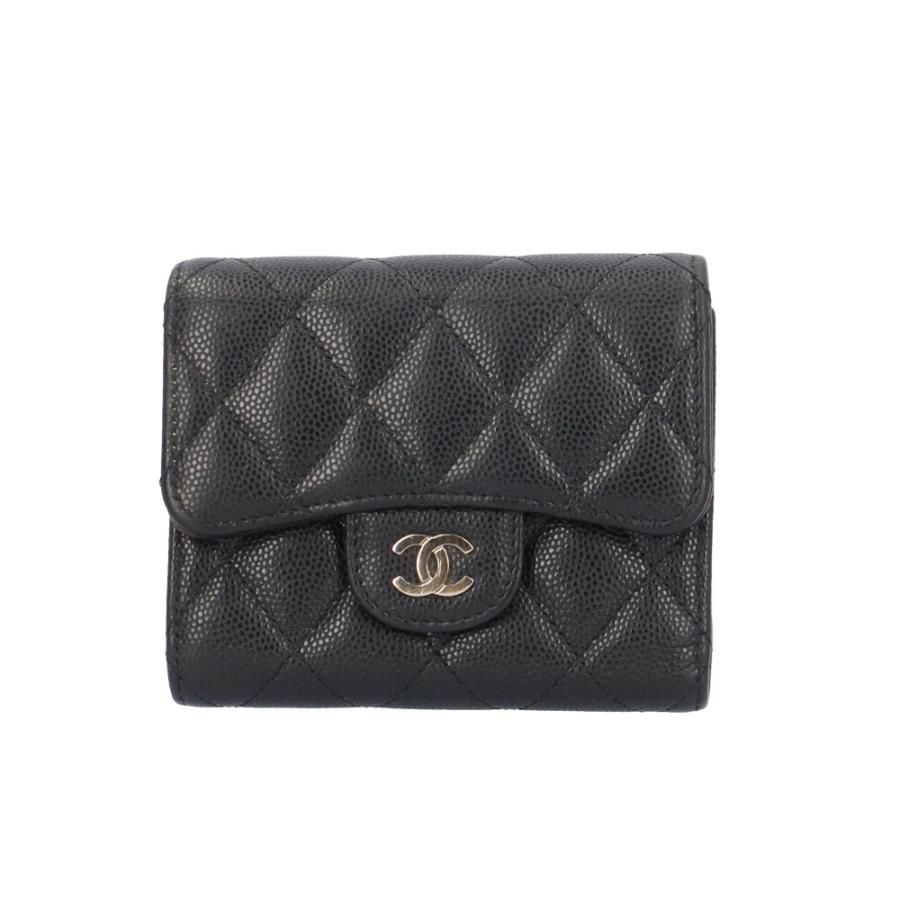 美品　CHANEL マトラッセ　キャビアスキン　三つ折り財布　リユース　中古 CHANEL（シャネル） マトラッセ 三つ折り財布 キャビアスキン