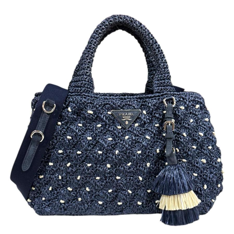 PRADA（プラダ） ショルダーバッグ ラフィア 1BG889 ネイビー