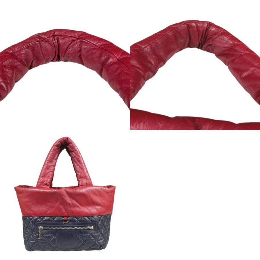 シャネル リバーシブル スモールトートバッグ コココクーン トートバッグ レザー A47108 レッド レディース CHANEL 中古 美品の画像