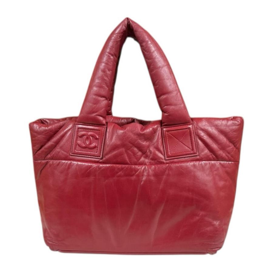 シャネル リバーシブル スモールトートバッグ コココクーン トートバッグ レザー A47108 レッド レディース CHANEL 中古 美品の画像