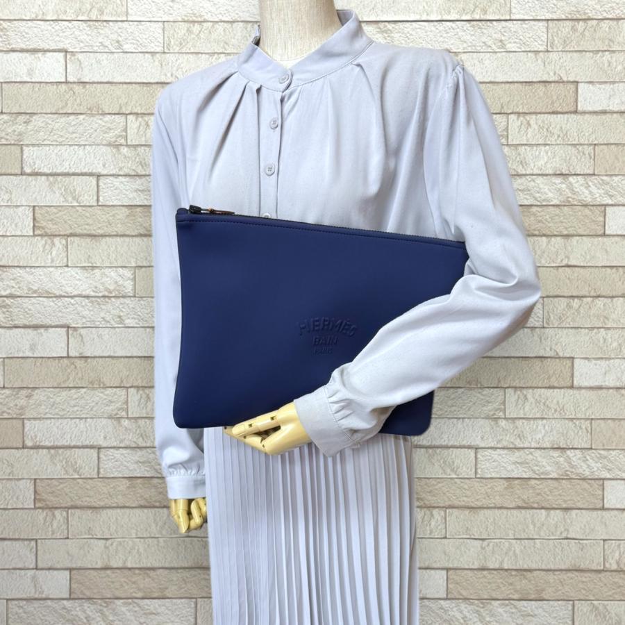 HERMES（エルメス） ネオバンGM クラッチバッグ ナイロン ネイビー