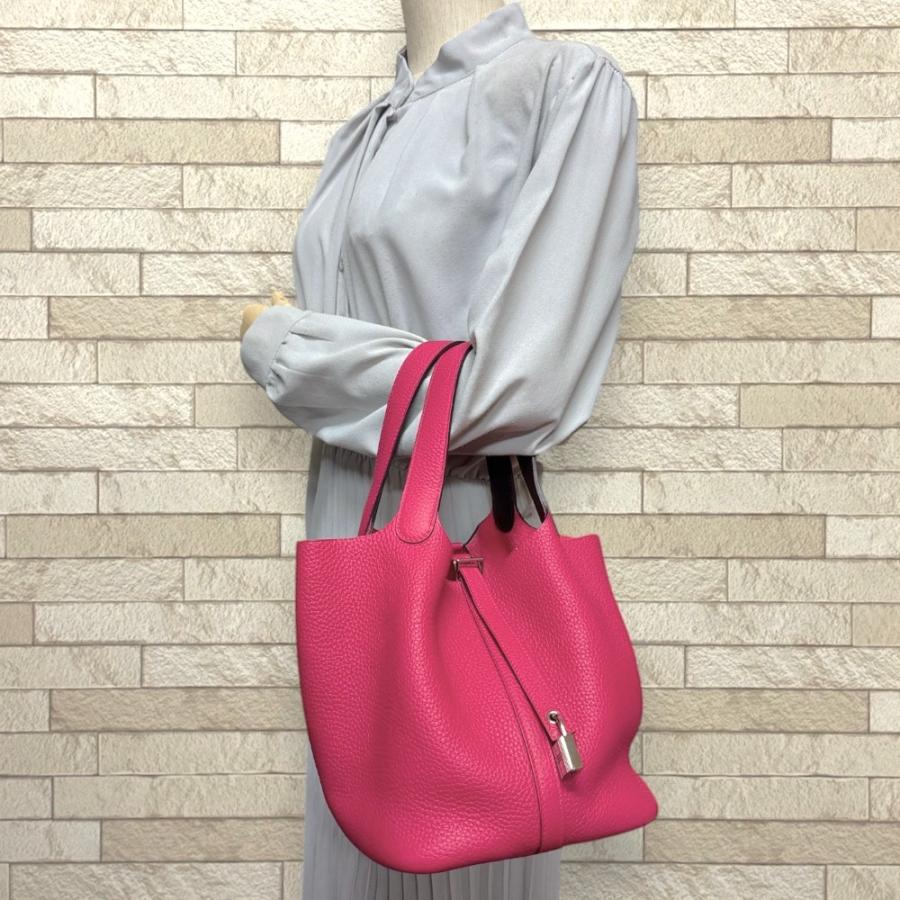 HERMES（エルメス） ピコタンロックMM ハンドバッグ レザー ピンク