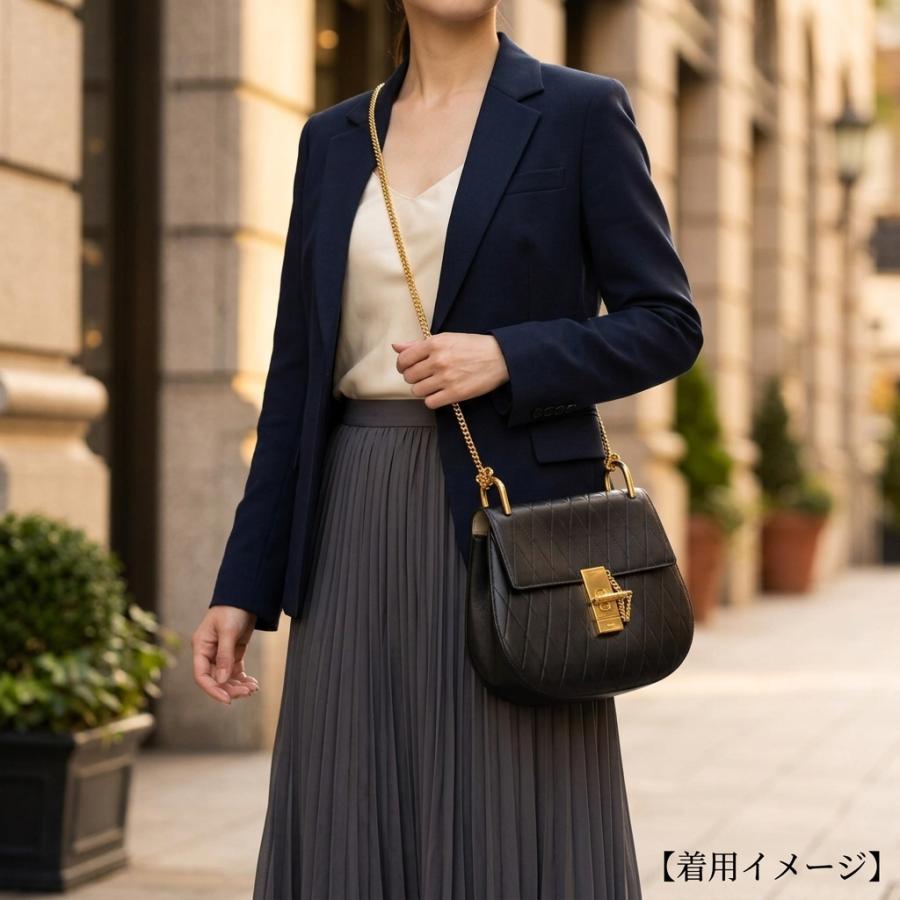 クロエ ドリュー パイソン チェーン ショルダーバック ブラック Chloe（クロエ） ドリュー ショルダーバッグ レザー ブラック