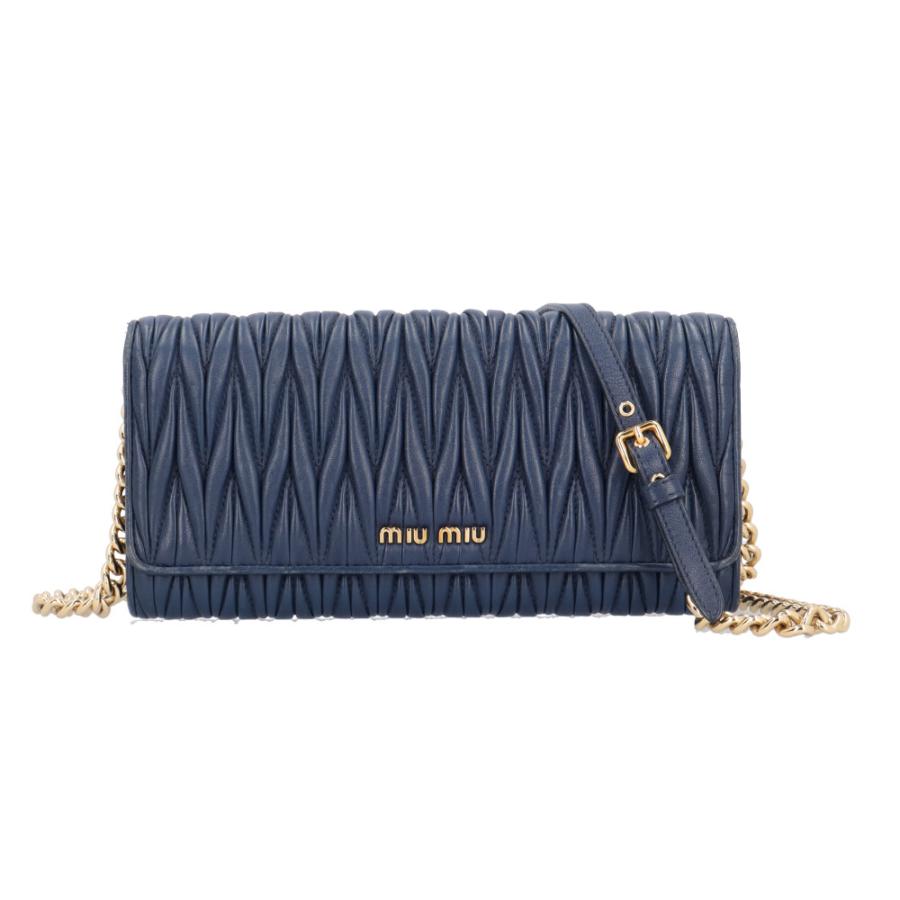 ミュウ マテラッセ ショルダーバッグ レザー ネイビー レディース Miu 