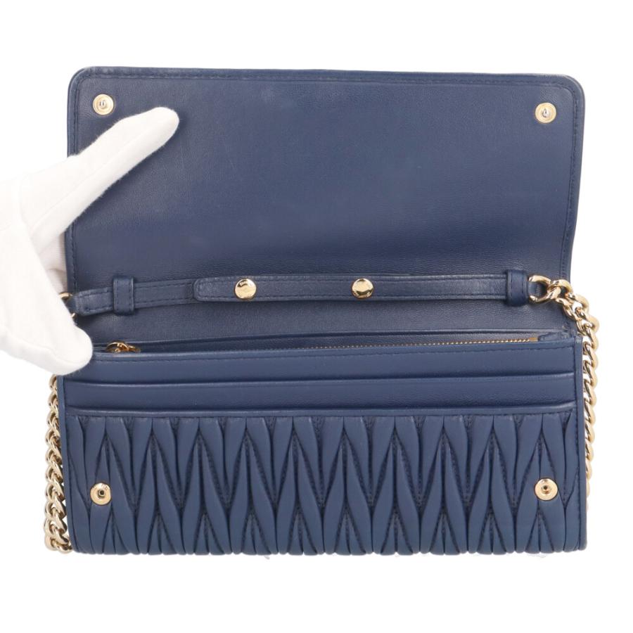 ミュウ マテラッセ ショルダーバッグ レザー ネイビー レディース Miu