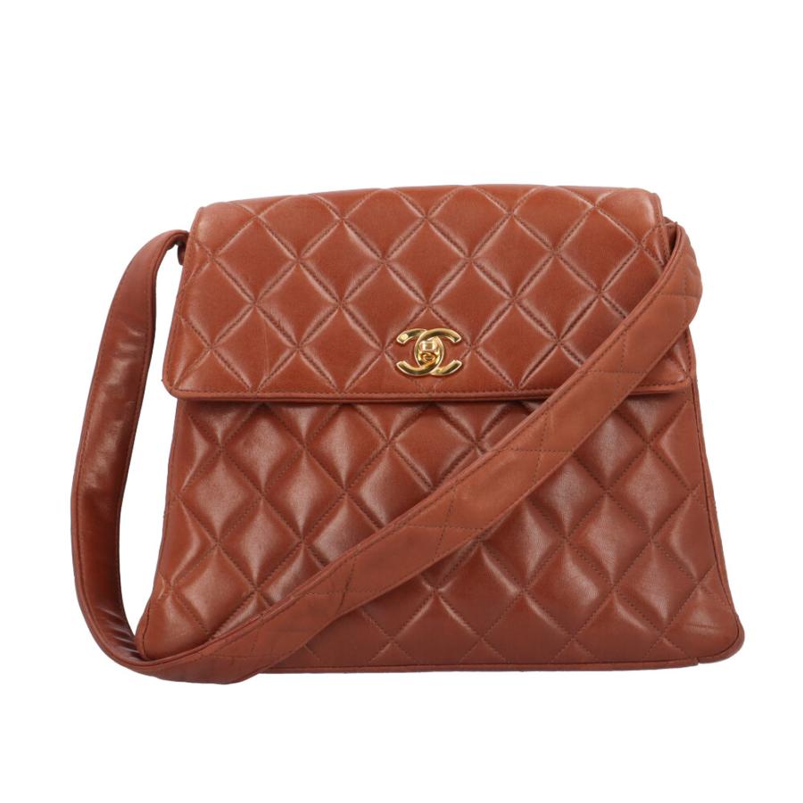 シャネル レザー ショルダー ハンド バッグ ココマーク ブラウン 茶色 CHANEL（シャネル） マトラッセCCココマーク ショルダーバッグ