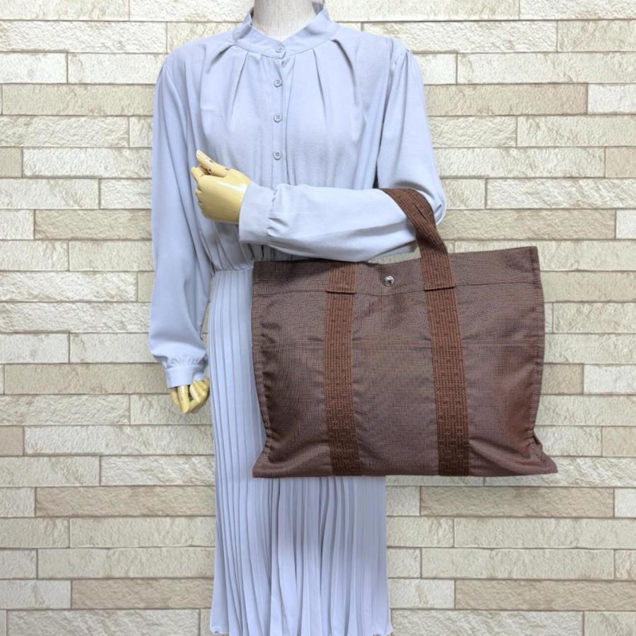 HERMES（エルメス） トートMM エールライン トートバッグ キャンバス