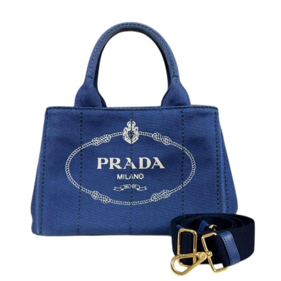 プラダ カナパトートSS ショルダーバッグ キャンバス 1BG439 ブルー レディース PRADA  中古 PRADA（プラダ） カナパトートSS ショルダーバッグ キャンバス 1BG439