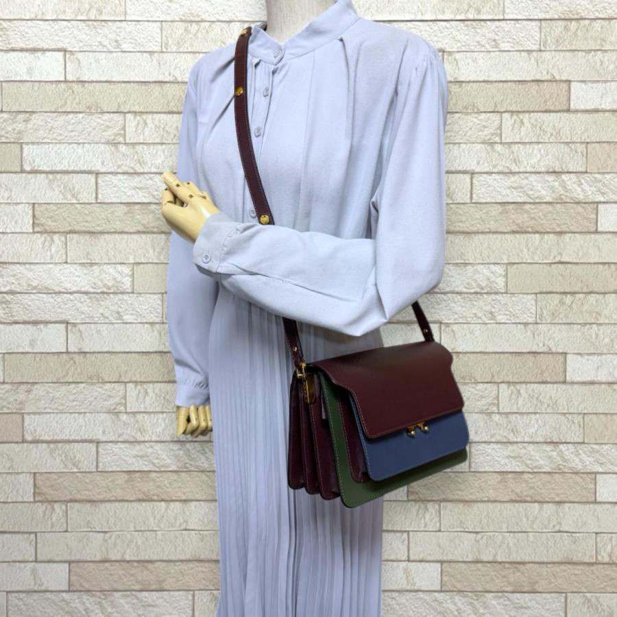 MARNI マルニ トランク レザー ショルダーバッグ ワインレッド 2way MARNI（マルニ） トランクバッグ ショルダーバッグ カーフ SBMPN09U09