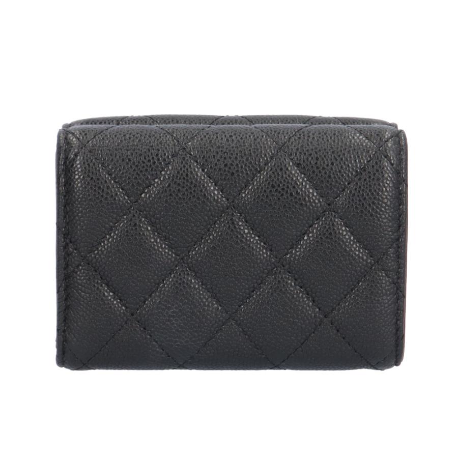 シャネル クラシックスモールウォレット 三つ折り財布 キャビアスキン AP0230 レディース CHANEL  中古 CHANEL（シャネル） クラシックスモールウォレット 三つ折り財布