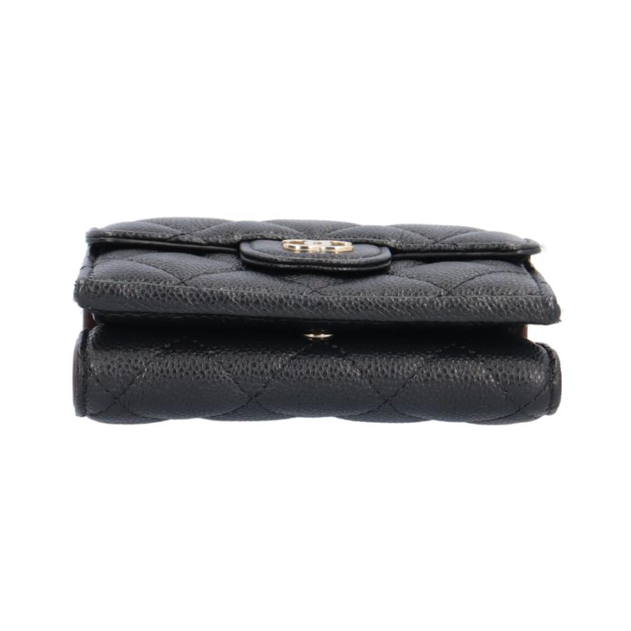 シャネル クラシックスモールウォレット 三つ折り財布 キャビアスキン AP0230 レディース CHANEL  中古 CHANEL（シャネル） クラシックスモールウォレット 三つ折り財布
