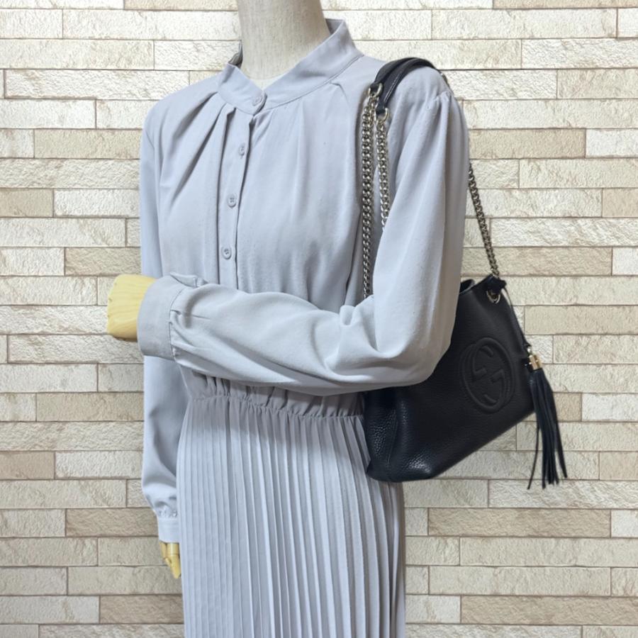 グッチ ソーホー ショルダーバッグ レザー 387043 ブラック レディース GUCCI  中古 GUCCI（グッチ） ソーホー ショルダーバッグ レザー 387043 ブラック