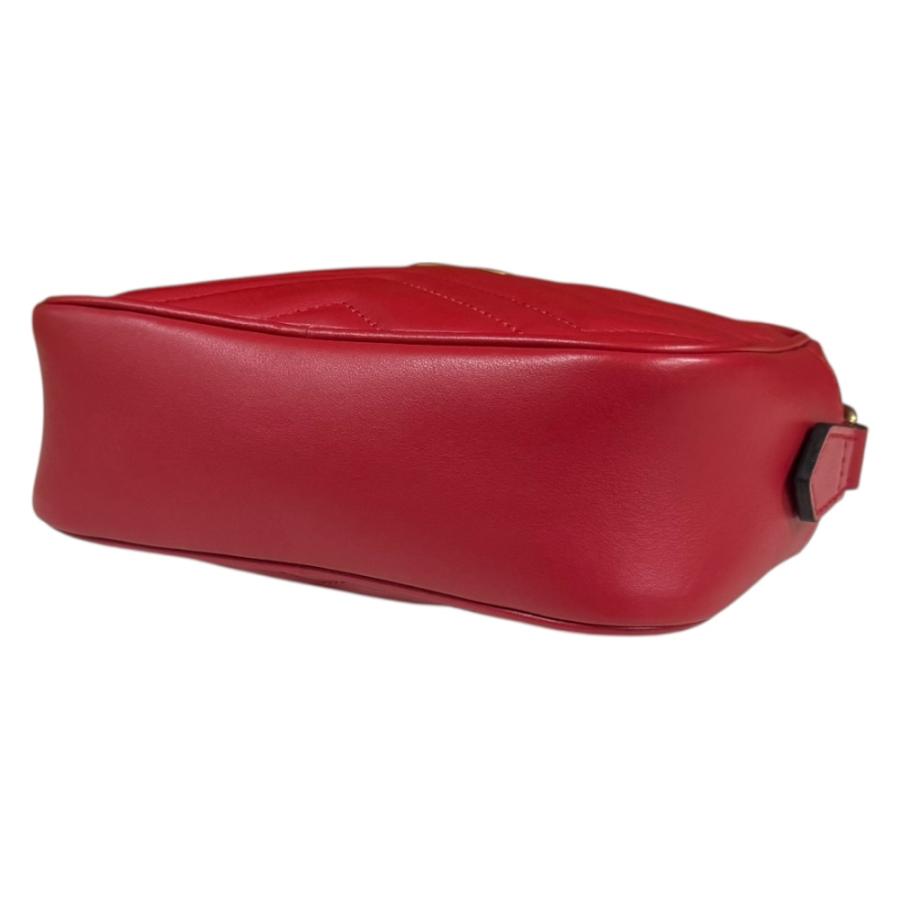 グッチ GGマーモント ショルダーバッグ レザー 448065 レッド レディース GUCCI  中古 R&Kリサイクルキング GUCCI（グッチ） GGマーモント ショルダーバッグ レザー 448065 レッド