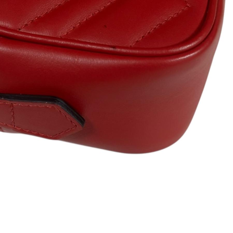 グッチ GGマーモント ショルダーバッグ レザー 448065 レッド レディース GUCCI  中古 GUCCI（グッチ） GGマーモント ショルダーバッグ レザー 448065 レッド