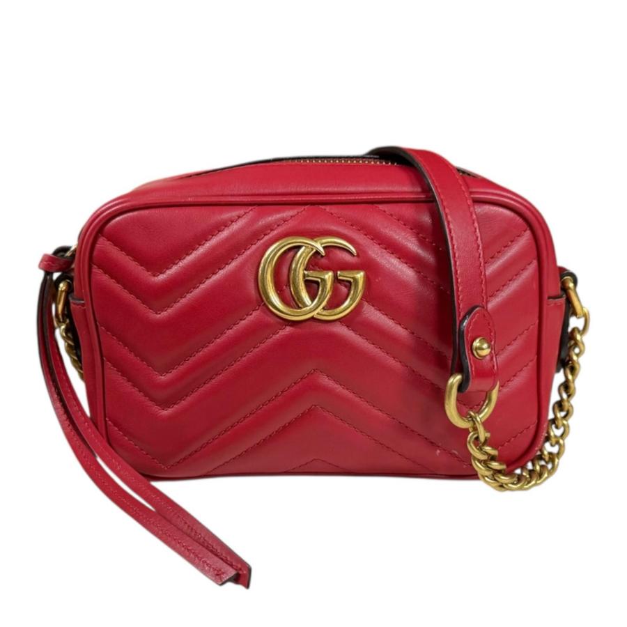 グッチ 448065 ショルダーバッグ レッド  GUCCI GGマーモント マトラッセ GUCCI（グッチ） GGマーモント ショルダーバッグ レザー 448065 レッド