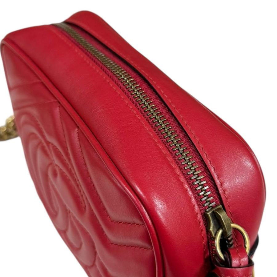 グッチ 448065 ショルダーバッグ レッド  GUCCI GGマーモント マトラッセ 中古 グッチ 斜め掛け ショルダーバッグ レディース ブランド GUCCI GG
