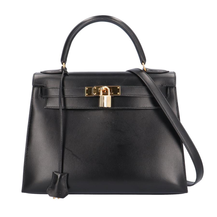 新品同様 エルメス バッグ ケリー 28 ボックスカーフ ブラック 外縫い ハンド ショルダー バッグ レディース 90286425 【中古】ブランド HERMES（エルメス） ケリー28 外縫い ショルダーバッグ ボックスカーフ