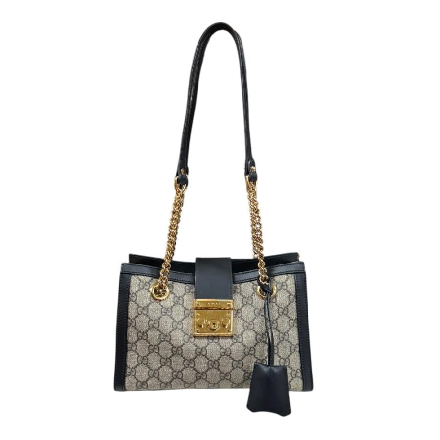 グッチ パドロックミディアムトートバッグ GGスプリーム ショルダーバッグ GGスプリームキャンバス 498156 ベージュ レディース GUCCI  中古 R&Kリサイクルキング GUCCI（グッチ） パドロック ミディアム GGスプリーム ショルダー