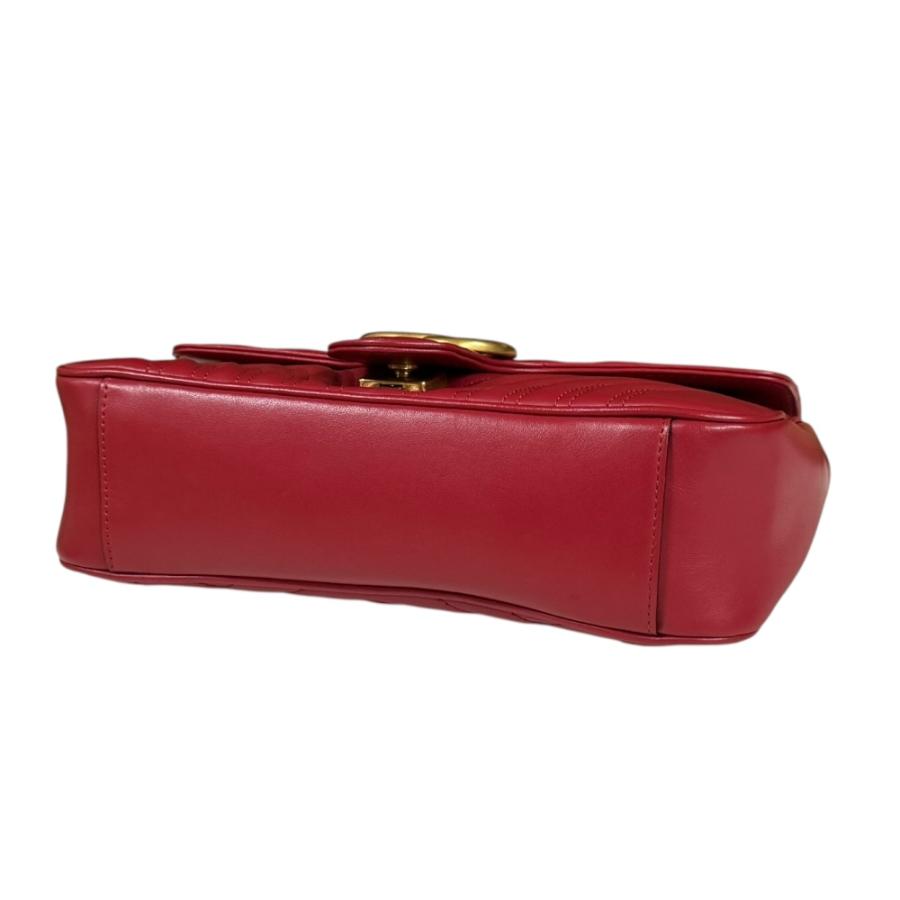 グッチ GGマーモント ショルダーバッグ レザー 443497 レッド レディース GUCCI  中古 GUCCI（グッチ） GGマーモント ショルダーバッグ レザー 443497 レッド