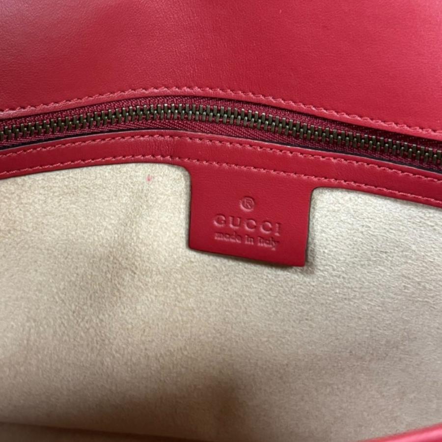 グッチ GGマーモント ショルダーバッグ レザー 443497 レッド レディース GUCCI  中古 GUCCI（グッチ） GGマーモント ショルダーバッグ レザー 443497 レッド