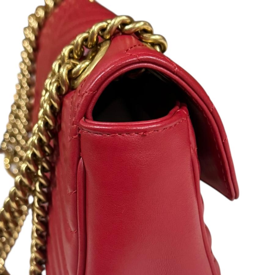 グッチ GGマーモント ショルダーバッグ レザー 443497 レッド レディース GUCCI  中古 R&Kリサイクルキング GUCCI（グッチ） GGマーモント ショルダーバッグ レザー 443497 レッド