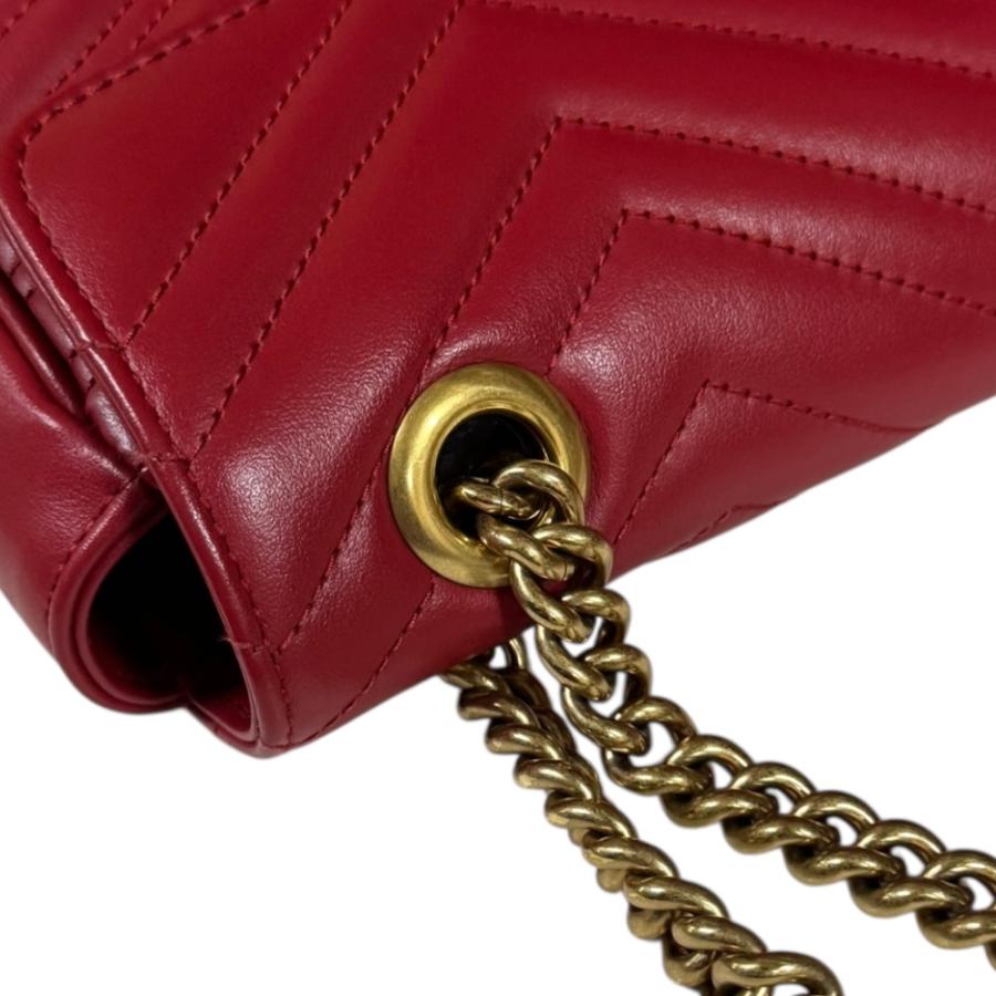 グッチ GGマーモント ショルダーバッグ レザー 443497 レッド レディース GUCCI  中古 GUCCI（グッチ） GGマーモント ショルダーバッグ レザー 443497 レッド