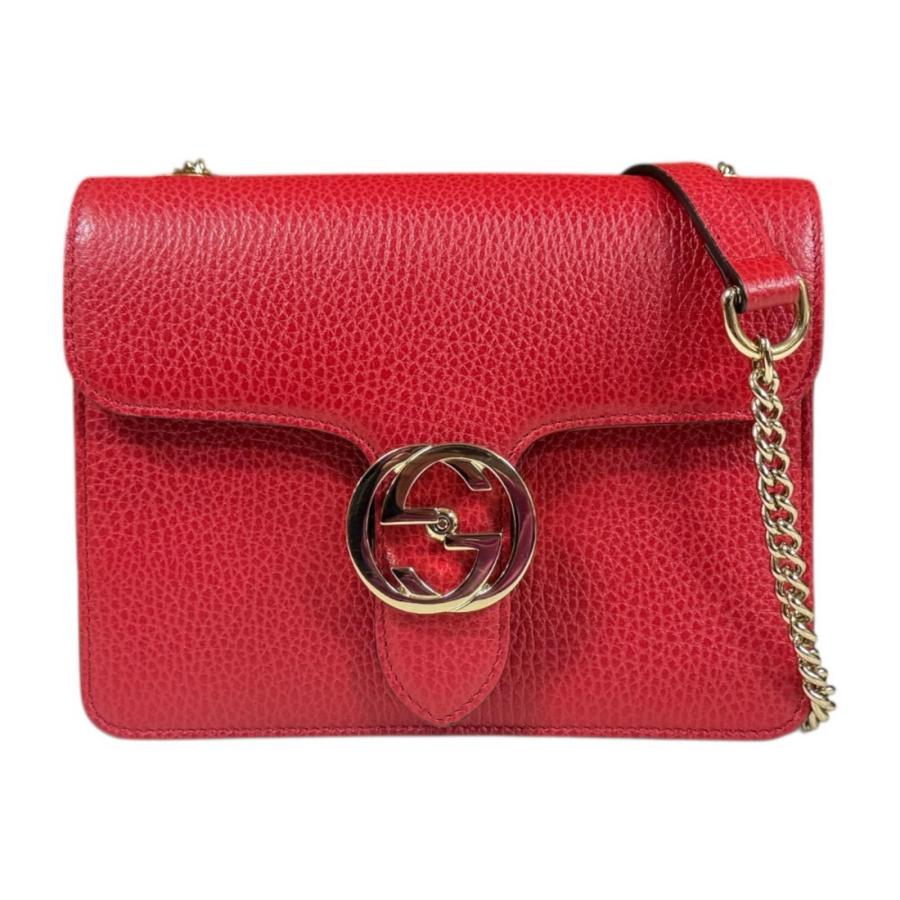 グッチ インターロッキングG ショルダーバッグ レザー 510304 レッド レディース GUCCI  中古 GUCCI（グッチ） インターロッキングG ショルダーバッグ レザー 510304