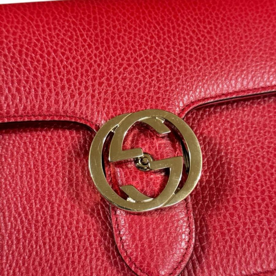 グッチ GUCCI インターロッキングG ショルダーバッグ バッグ レザー レディース レッド系 510304 【中古】 GUCCI（グッチ） インターロッキングG ショルダーバッグ レザー 510304