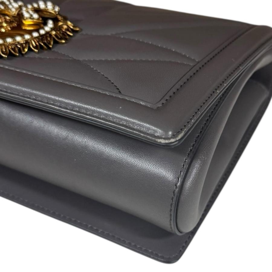 ドルチェアンドガッバーナ ディヴォーション ラージ ショルダーバッグ レザー グレー レディース DOLCE&amp;GABBANA  中古 ドルチェアンドガッバーナ ディヴォーション ラージ ショルダーバッグ
