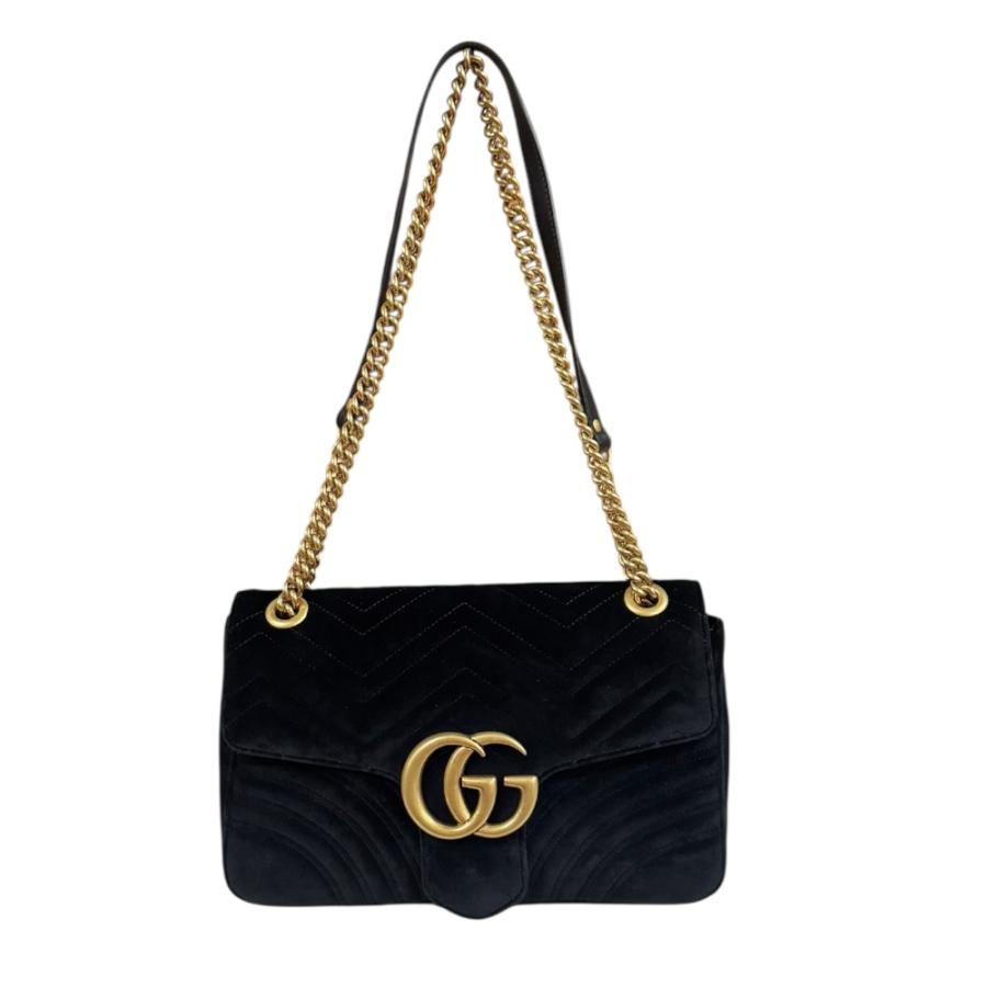 グッチ GGマーモント ショルダーバッグ ベロア 443496 ブラック レディース GUCCI  中古 GUCCI（グッチ） GGマーモント ショルダーバッグ ベロア 443496