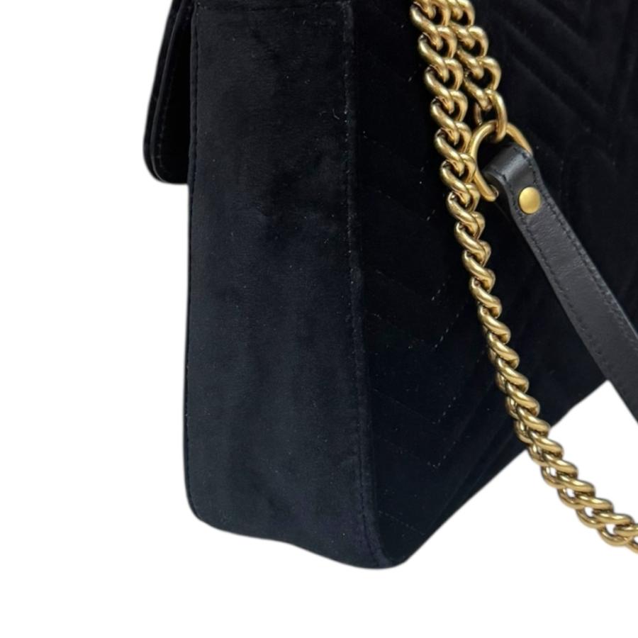 グッチ GGマーモント ショルダーバッグ ベロア 443496 ブラック レディース GUCCI  中古 GUCCI（グッチ） GGマーモント ショルダーバッグ ベロア 443496