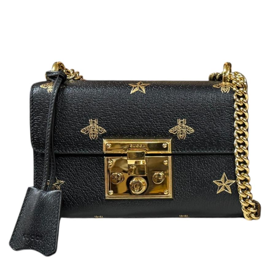 グッチ ビースター ショルダーバッグ レザー 432182 ブラック レディース GUCCI  中古 R&Kリサイクルキング GUCCI（グッチ） ビースター ショルダーバッグ レザー 432182 ブラック