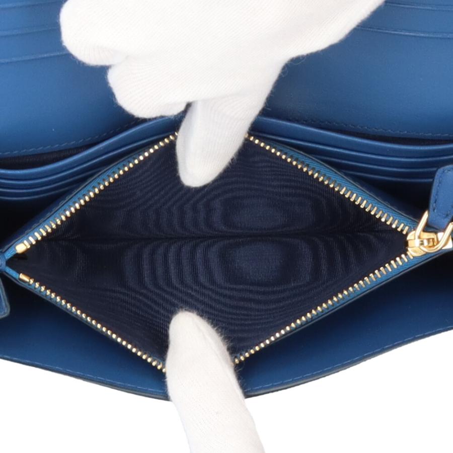 PRADA プラダ サフィアーノ 長財布 フラップ　ブルー　美品　1204-① PRADA プラダ サフィアーノ 長財布 フラップ ブルー 美品 1204-①