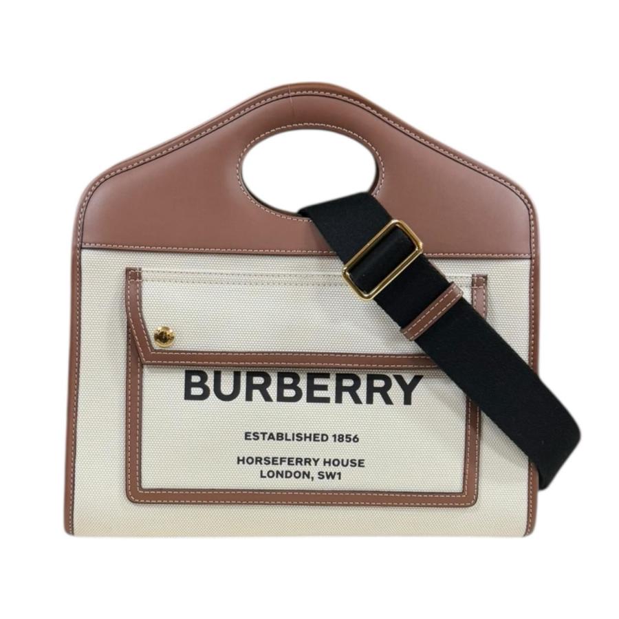 【BURBERRY】ロゴポケット/コットンレザー/8036784/2way BURBERRY バーバリー ロゴポケット ショルダーバッグ キャンバス