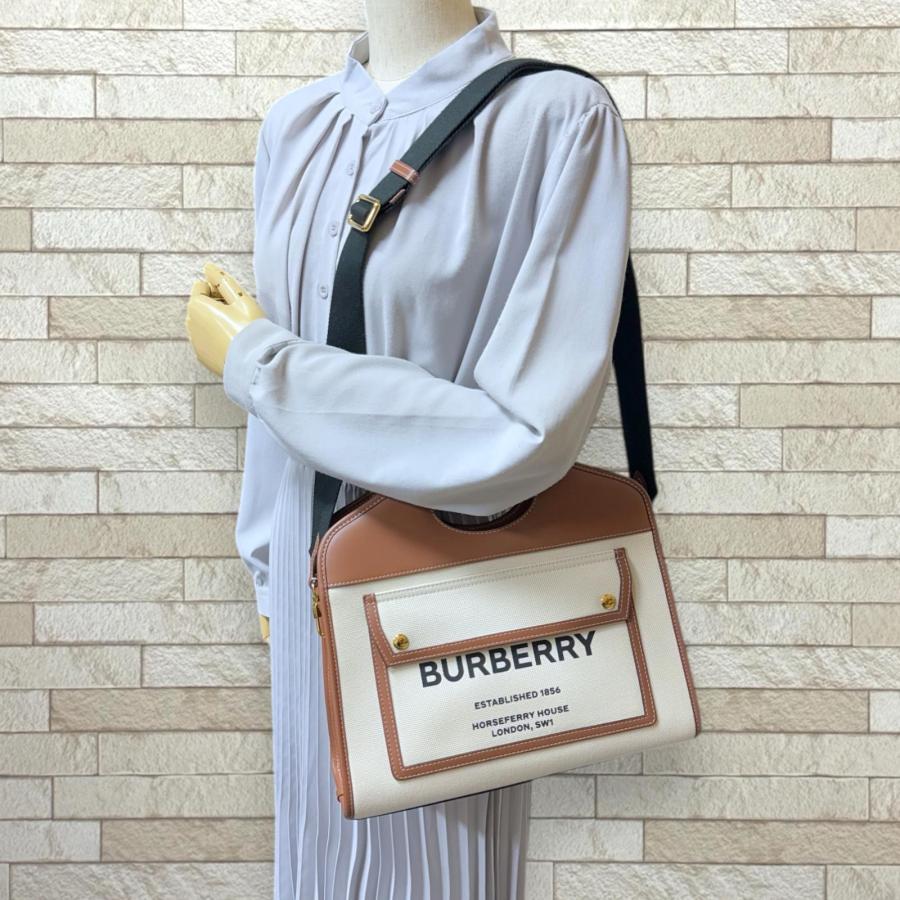 BURBERRY バーバリー ロゴポケット ショルダーバッグ キャンバス